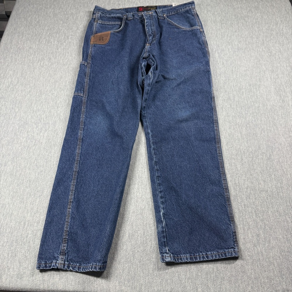 Riggs Workwear Jeans Mens 34x30 Blue Durashield Denim Carpenter Straight Leg